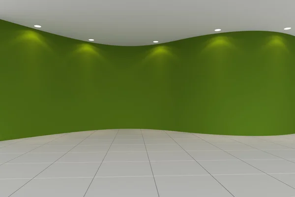 Curve Green empty room — Stock Photo, Image