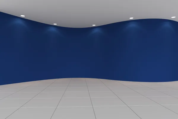 Крива блакитна порожня кімната — стокове фото