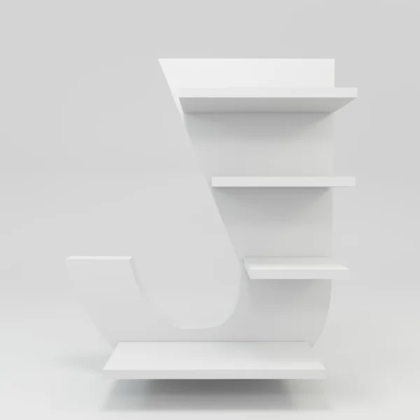 Alphabet shelf shape J — Stock Photo, Image