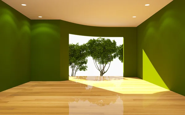 Interieur groene kamer — Stockfoto