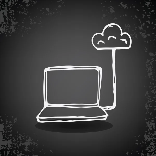 Computer Cloud Doodle — Stock Vector