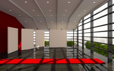 Kırmızı ofis iç modern