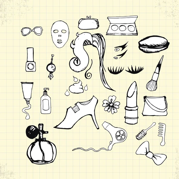 Style de beauté Doodle sur papier — Image vectorielle