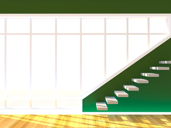 Zielone ściany dekoracji schodów — Zdjęcie stockowe