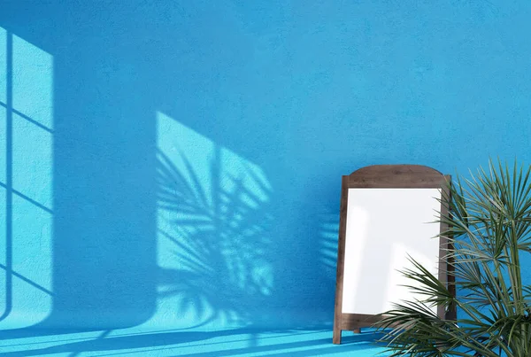 Empty Room Shadows Window Flowers Palm Leaves Room Commercial Billboard — Stock Photo, Image