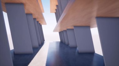 Soyut mimari arka plan. Beton minimalist bir iç mekanda uçmak