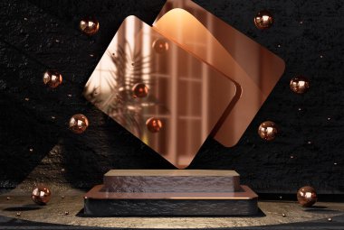 Product presentation podium with abstract background and luxury black. 3d rendering