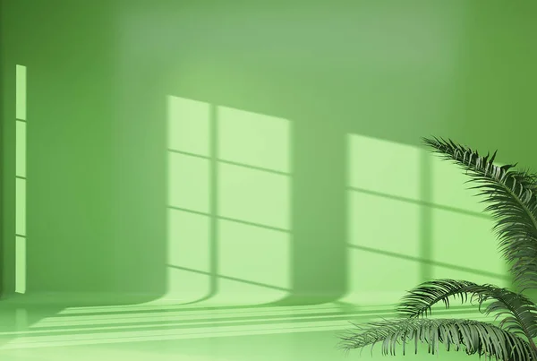 Abstract Green Studio Background Product Presentation Empty Room Shadows Window —  Fotos de Stock