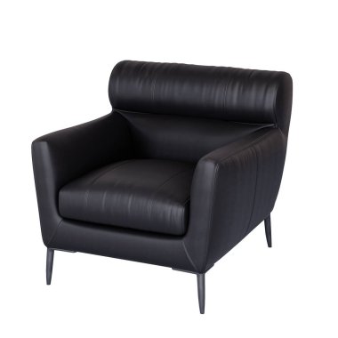 3d Furniture modern dark leather single sofa chair isolated on a white background, Decoration Design for Living., PNG