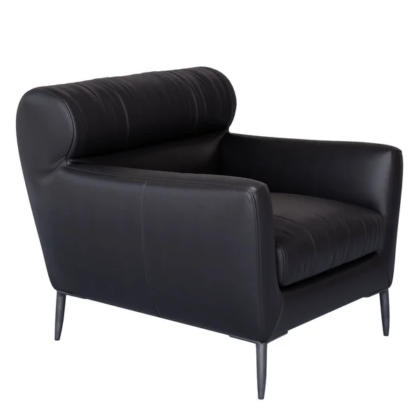 Furniture Modern Dark Leather Single Sofa Chair Isolated White Background — 스톡 사진
