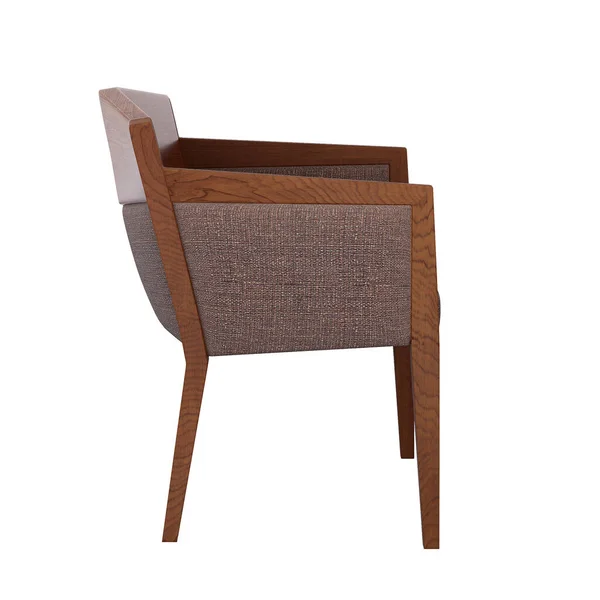 Furniture Modern Wood Grain Fabric Single Chair Isolated White Background — Stok fotoğraf