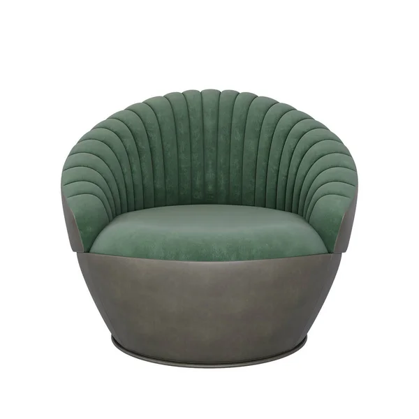 Furniture Front View Green Facric Leisure Single Sofa Isolated White — Stok fotoğraf
