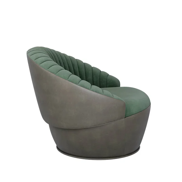 Furniture Side View Green Facric Leisure Single Sofa Isolated White — Fotografia de Stock