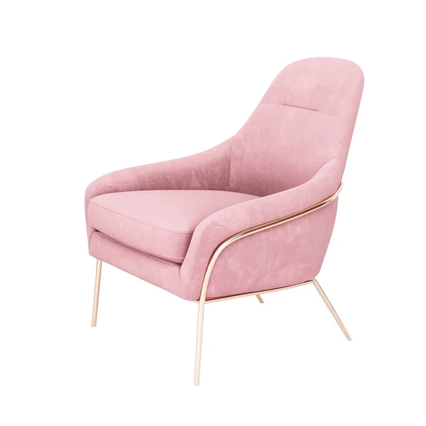 Furniture Pink Facric Leisure Single Sofa Isolated White Background Decoration — Stok fotoğraf