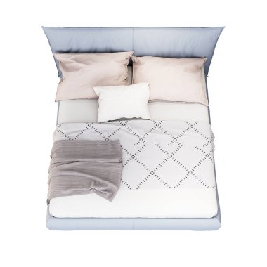 3d Furniture modern blue leather double bed isolated on a white background, Decoration Design for bedroom., 3D Rendering