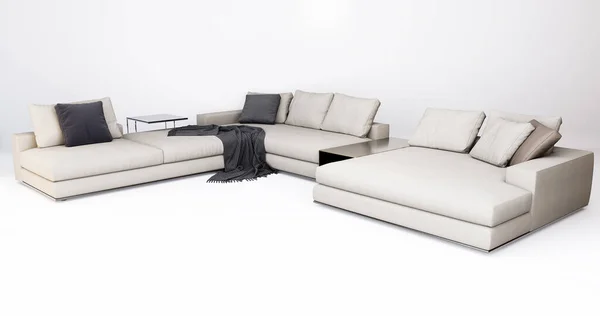 Furniture Modern Fabric Corner Multi Seat Isolated White Background Clipping — Fotografia de Stock