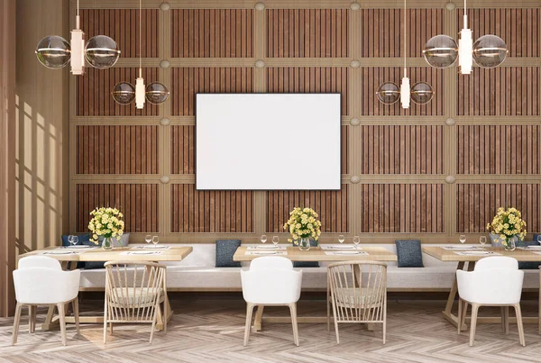Mock Poster Frame Modern Interior Fully Furnished Rooms Background Cafe — Foto Stock