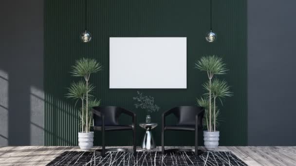 Modern Interior Design Furniture Fixture Living Room Photo Frame Animation — Stok video