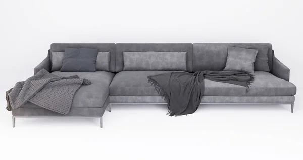 Furniture Modern Fabric Corner Multi Seat Isolated White Background Clipping — ストック写真