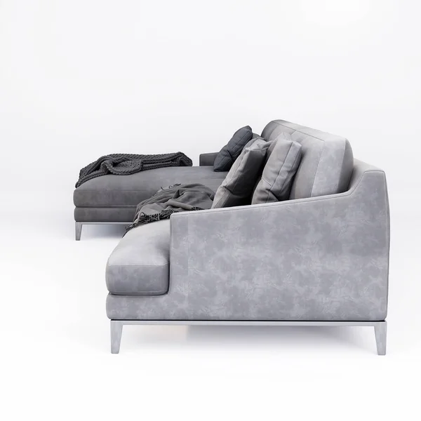 Furniture Modern Fabric Corner Multi Seat Isolated White Background Clipping — Stockfoto