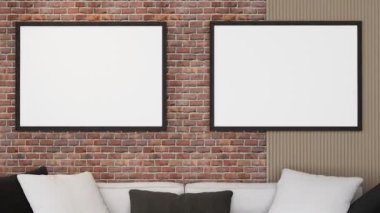 Modern interior design of  Scandinavian apartment of furniture and fixture for living room with neutral tones furniture. 3d animation rendering