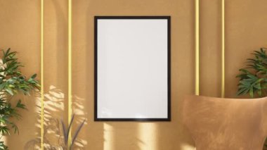 Modern interior design of furniture and fixture for living room with neutral tones furniture. moving slide slowly away from the wall. 3d animation rendering