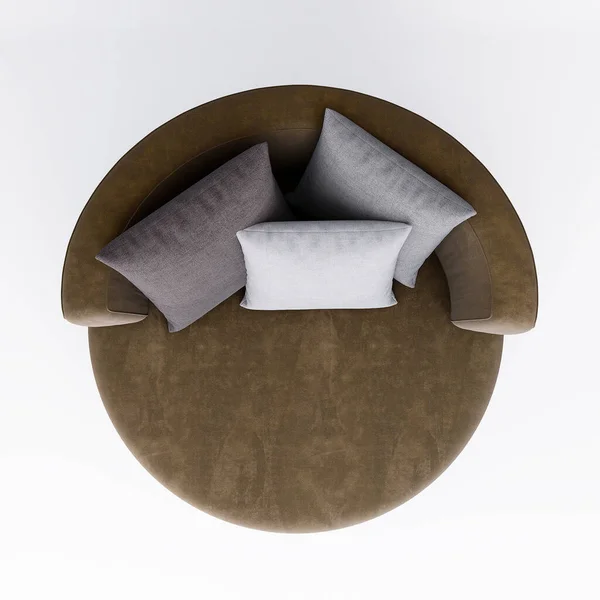 3d Furniture modern fabric round single sofa isolated on a white background with Clipping path, Decoration Design for Living room., 3D Rendering