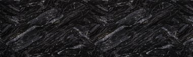 Black marble, tiles wall or floor texture background banner panorama