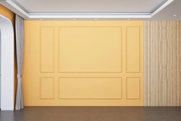 Home Interior Rendering Empty Room Color Wall Decorated Wooden Floors — Foto de Stock