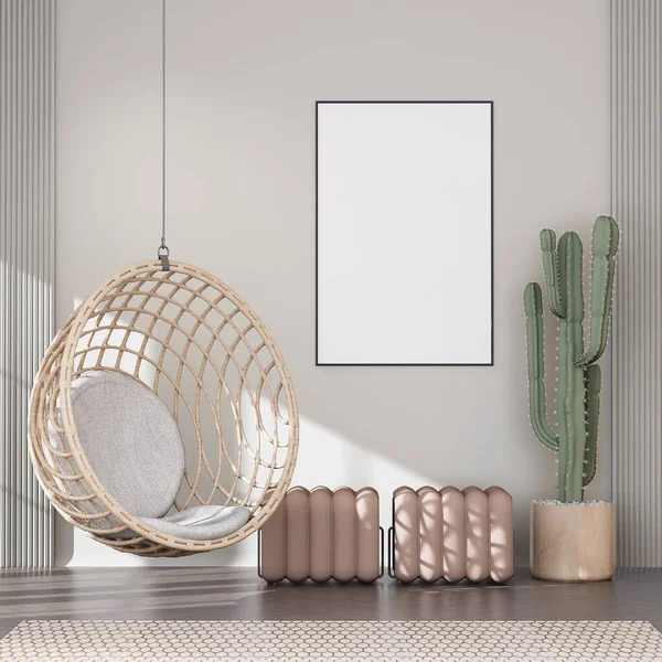 Mock Poster Frame Modern Interior Fully Furnished Rooms Background Living — Foto de Stock