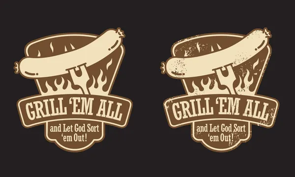 Emblemat wektor hot dog grill — Wektor stockowy