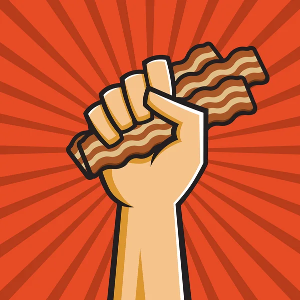 Näven full av bacon — Stock vektor