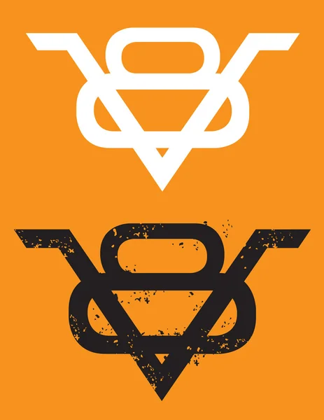 V8 motor embleem met grunge optie — Stockvector