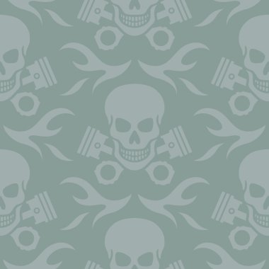 Skull and Pistons Seamless Background