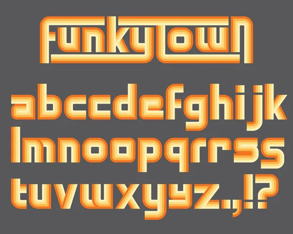 Funky Kleurrijke Aangepaste Retro Letters Alfabet Vector Alfabet Geïnspireerd Door — Stockvector