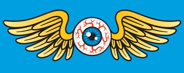 Flying Eyeball Vector Graphic Διάνυσμα Εικονογράφηση Ιπτάμενου Ανθρώπινου Βολβού Φτερά — Διανυσματικό Αρχείο