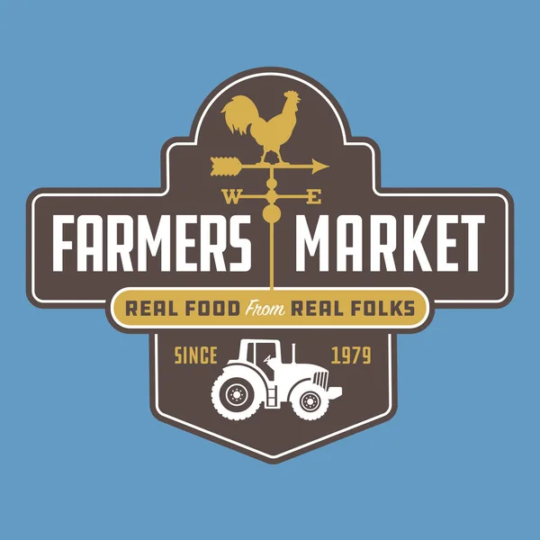 Diseño Del Logotipo Insignia Del Farmers Market Ilustración Para Cartel — Vector de stock