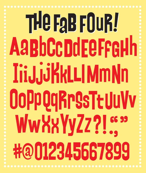 Lettering Typeface Inspired Vintage Beatles Graphics Retro Vector Fab Four —  Vetores de Stock