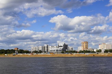 Blagoveshchensk (Russia). View from the Amur River on a summer cloudy day clipart