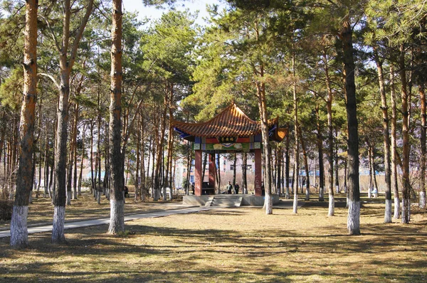 A cidade de Heihe (China). Pavilhão no parque Longbin — Fotografia de Stock