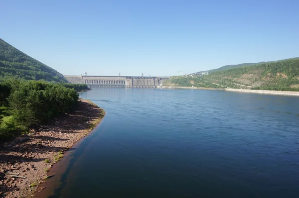 Krasnojarsk Damm am Jenissei Stockbild