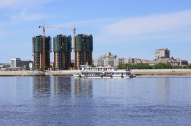 nehir amur (şehir blagoveshchensk teknede Çinli yolcu)