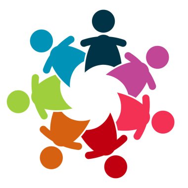 Çember logo ekibindeki vektör grafik grup bağlantısı logosu çalışanları