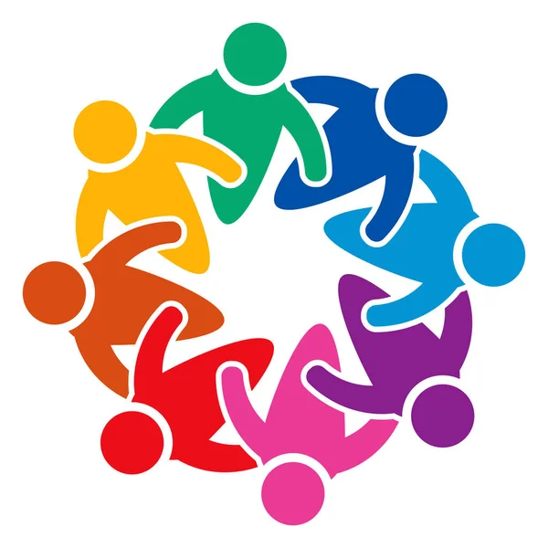 Groupe Huit Personnes Logo Dans Cercle Personnes Travail Équipe — Image vectorielle