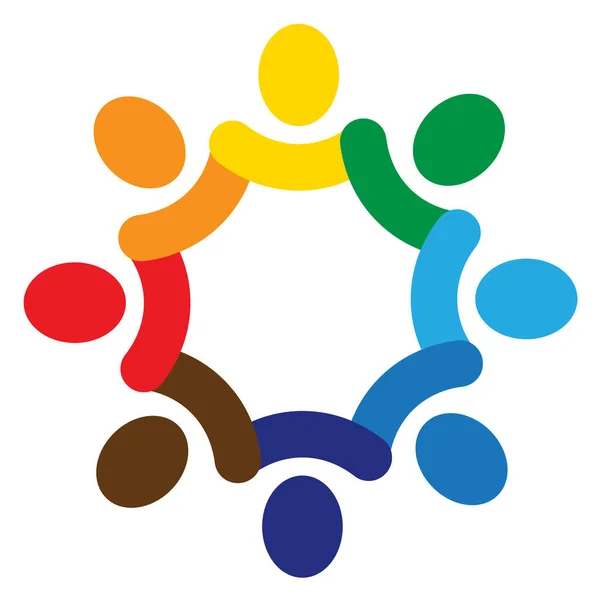 Vektör Grafik Grubu Bağlantı Logosu Daire Içinde Sekiz Kişi Logo — Stok Vektör