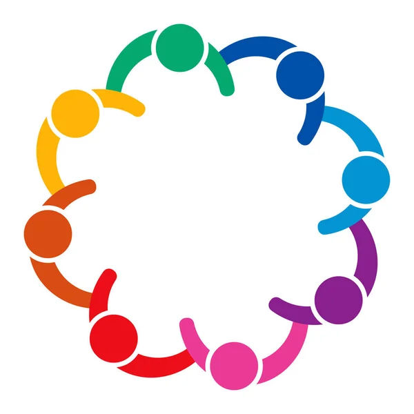 Grupo Oito Pessoas Logotipo Circle Persons Trabalho Equipe — Vetor de Stock