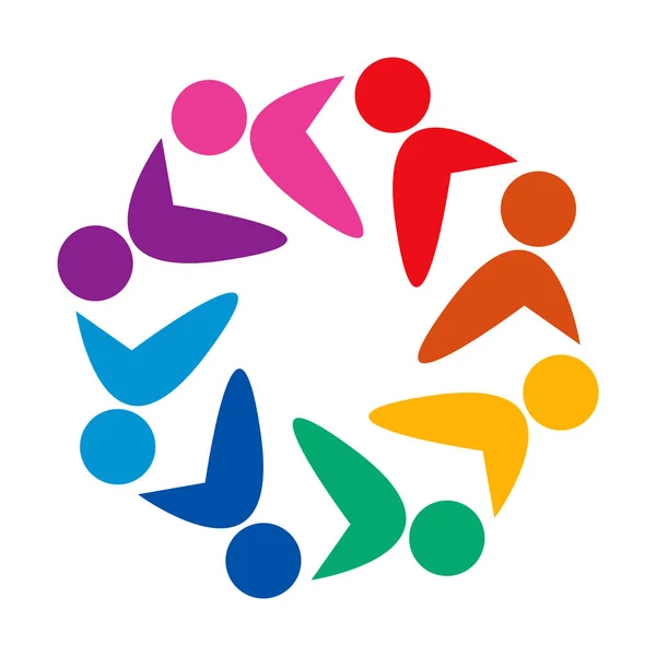 Logotipo Del Grupo Ocho Personas Círculo Trabajo Equipo Personas — Archivo Imágenes Vectoriales
