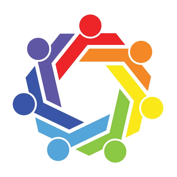 Logo Connexion Groupe Graphique Vectoriel Huit Personnes Dans Cercle — Image vectorielle