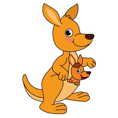 Bebekli şirin kanguru, vektör çizimi..