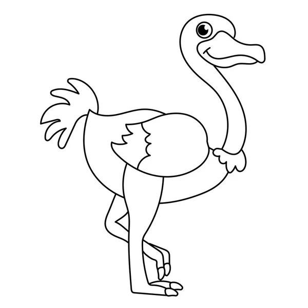 Cute Emu Wektor Ilustracji Czerni Bieli — Wektor stockowy
